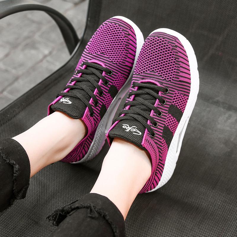 Women's Breathable Air Mesh Ankle Swing Shoes Lace Up Casual Sneakers Wedges Height Increase Platform Shoes for Female