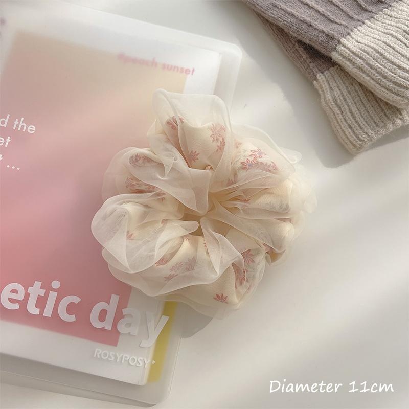 Милые милые двухслойные шелковые резинки для волос, большие цветочные резинки для женщин и девочек, сетчатая резинка для волос