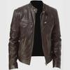 Men's Trendy Stand Collar Leather Jacket - Spring/Autumn Motorcycle Style, Large Sizes Available