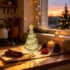 Holiday Party Centerpiece Hand Blown Glass Christmas Tree Figurine with Golen Star, Interior Design Accent Mini Xmas Ornament, Handmade Desktop