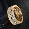 Huitan Women Leaf Design Two Tone Ring Luxury Wedding Accessories Inlaid Brilliant Cubic Zirconia Party Elegant Lady JewelryGood product