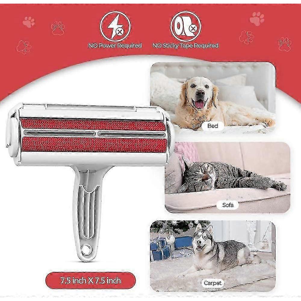 Roller for pet hair with self cleaning base