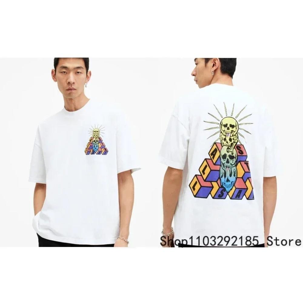 Летняя модная новая футболка с короткими рукавами, уличный простой креативный топ с принтом букв на груди для мужчин и женщин, футболка на Хэллоуин