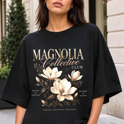 Футболка с цветочной иллюстрацией Magnolia Collective Club | Рубашка Comfort Colors | Винтажный цветочный стиль