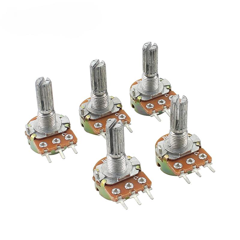 5PCS WH148 20 мм 3pin линейный потенциометр 1K 2K 5K 10K 20K 50K 100K 250K 1M комплект потенциометров с гайками и шайбами