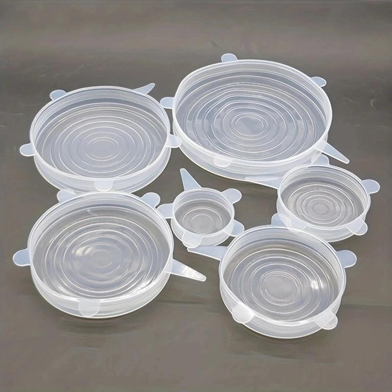 6Pcs Silicone Elastic Cover Universal Food Packaging Stretch Lids for Bowl Pot Dish Reusable Food Fresh Cover 6 Sizes