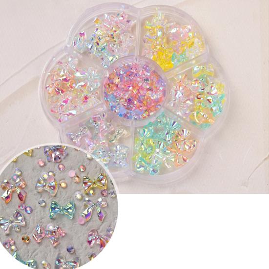 1 Box Nail Decals Cute 3D Effect Resin Nails Aurora Rhinestone Tools DIY