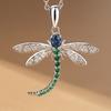 Fashion Cute Dragonfly Shaped Pendant Necklace For Women With Luxury Blue Crystal Zirconia Necklace Wedding Jewelry Accessories