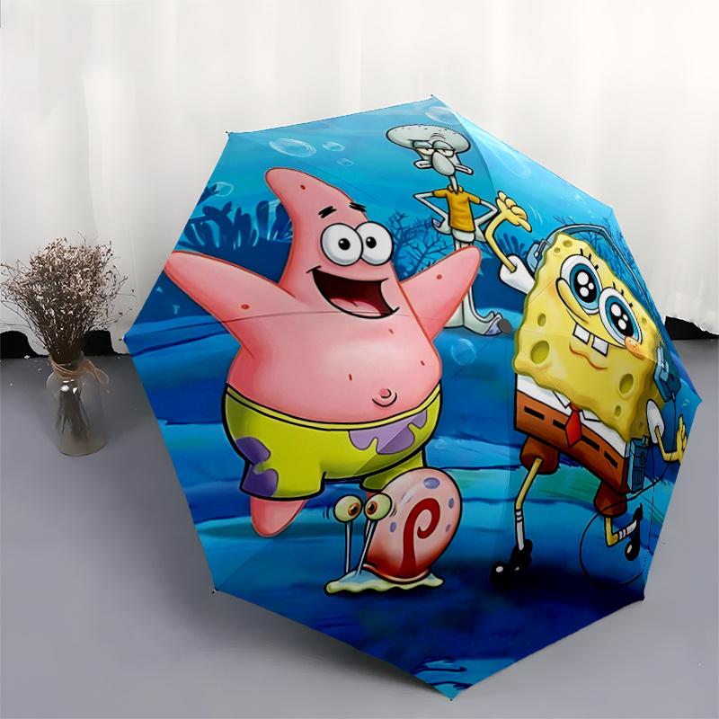 1pc SpongeBob SquarePants Patrick Star Squidward Automatic Opening and Closing Umbrella - Small Umbrella Suitable for Various Occasions Z094