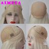 AIMEYA Platinum Blonde Synthetic Lace Front Wig Long Body Wave Natural Hairline Wigs Heat Resistant Fiber Hair Daily Use Csplay