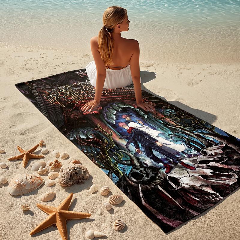 Custom Name Jujutsu Kaisen Stylish Digital Printing Beach Towel Quick‑Drying Absorbent Blanket for Beach Pool Gym Travel
