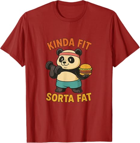 Kinda Fit Sorta Fat Funny Gym Cute Panda Retro TShirt Fitness Muscle Pug Weightlifting Dog Cartoon Tee Novelty Gift Y2k Cotton
