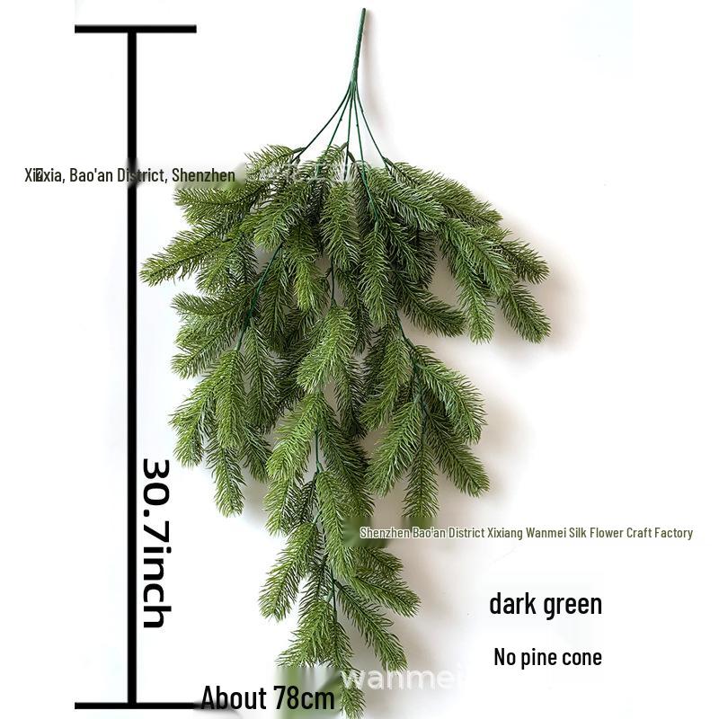 Cross-Border Holiday Pine Needle Wall Hanging: Artificial Christmas Plant with Plastic Flowers
