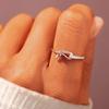 Huitan Dainty Knot Design Rings for Women Gorgeous Elegant Temperament Accessories Trendy Delicate Novel Daily Party Zircon