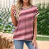 Женская свободная футболка с круглым вырезом и короткими рукавами, весна/лето для отдыха в полоску с принтом
