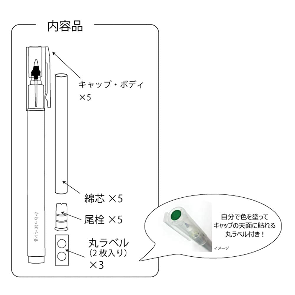 Kuretake Pen Empty Fine Set of Container, Pen, Tip, 5, ECF160-451