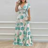 2026 Womens Floral Print V-Neck High-Waist A-Line Maxi Dress Office Date Elegant Chic