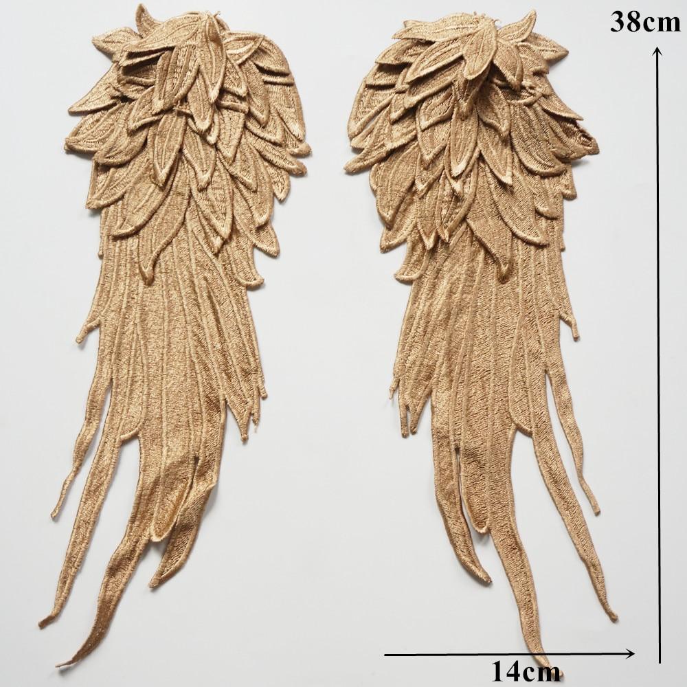 2 шт./компл., вышивка с крыльями ангела, аппликация, Вышивание цветочного воротника, нашивка для свадебного платья, одежда, поделки своими руками