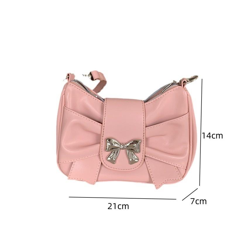 Новые кожаные сумки через плечо для женщин, милые сумки через плечо с бантом для девочек, повседневные однотонные плиссированные женские сумки