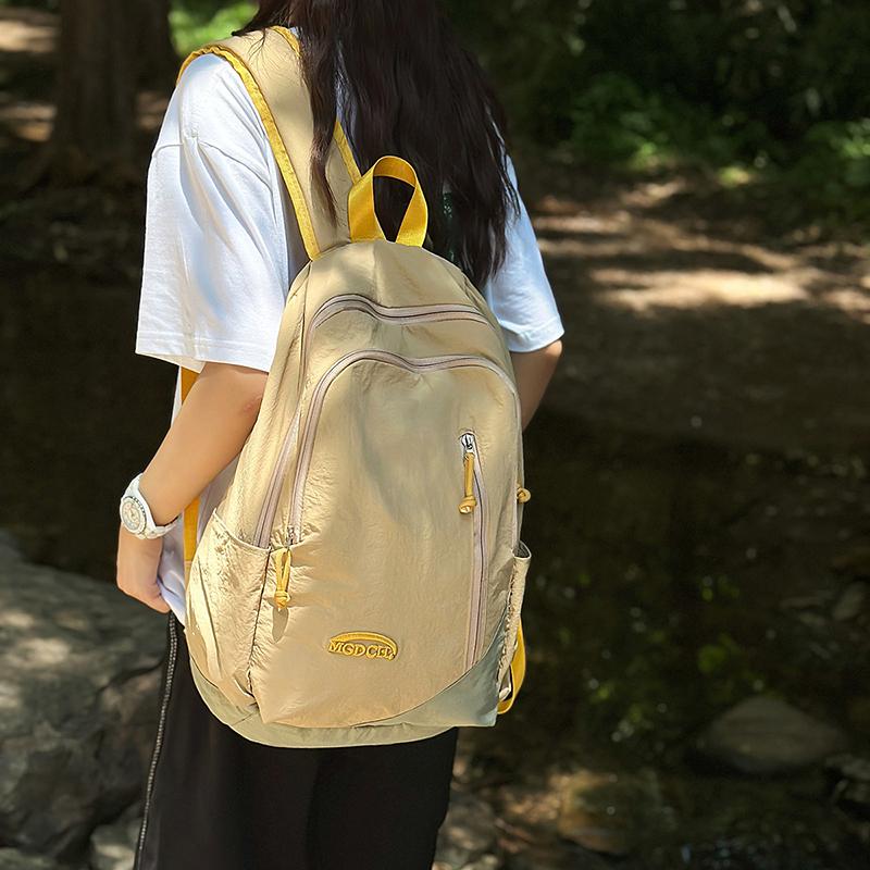 Школьный рюкзак с цветными блоками, женский рюкзак, большой емкости, студенческий дорожный рюкзак