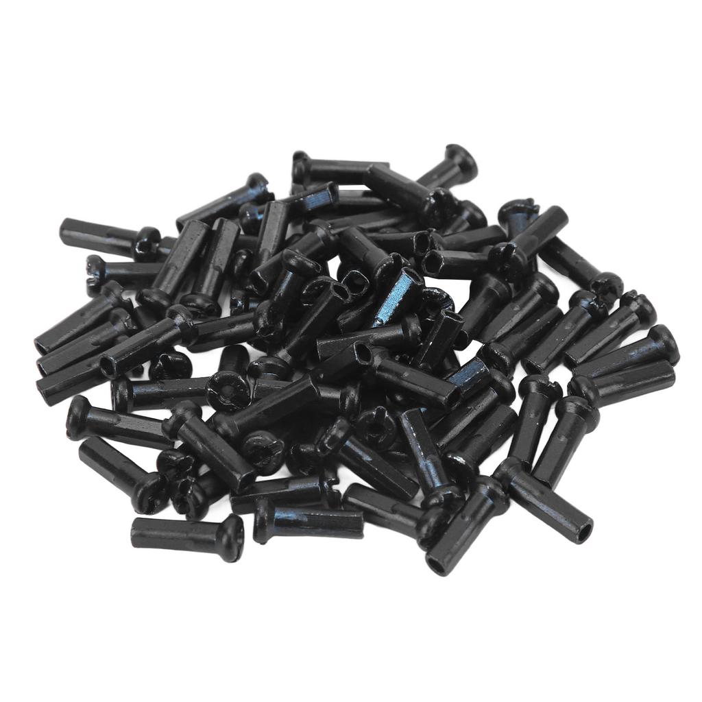 80pcs Bicycle Spoke Hats Iron 14mm Mountain Road Cycling Spoke Nipples for 14G Spoke Wire Black