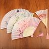 Vintage Silk Folding Fan Chinese Japanese Art Crafts Gift Home Decorations Dance Hand Fan Bamboo Fans Photo Props