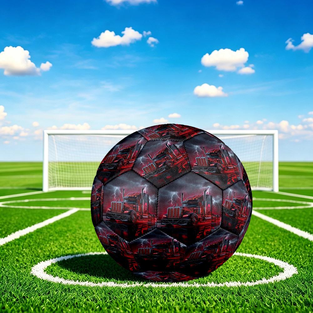 1pc Thunder Truck Ride Theme Soccer Ball Football, Size 5, Lightweight PVC, Outdoor Training Soccer Ball,Gift c65124
