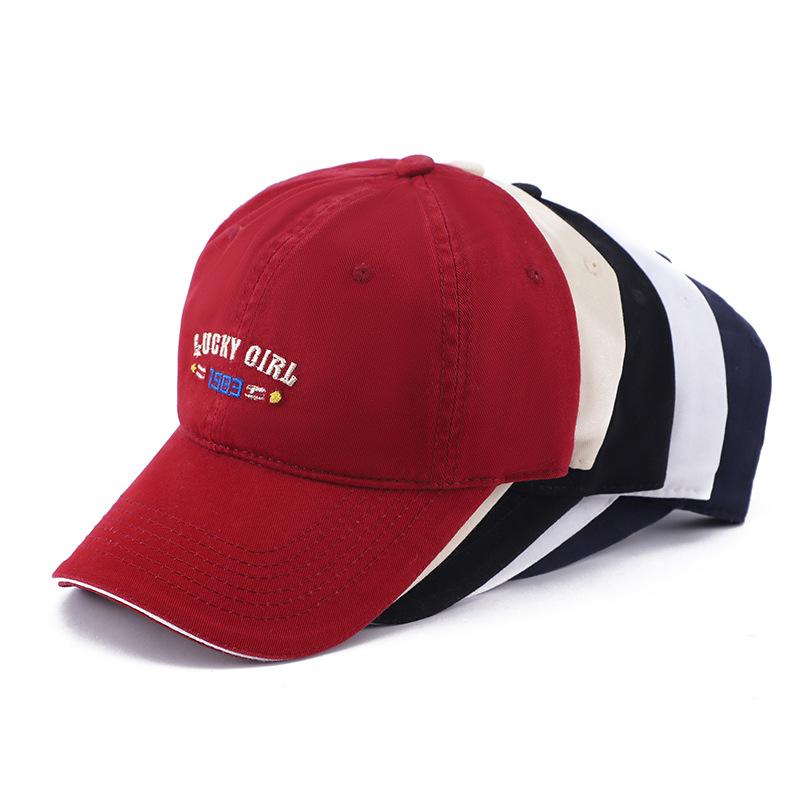 Spring and summer new letter embroidery soft top baseball cap women's sunshade sun protection wide brim cap men