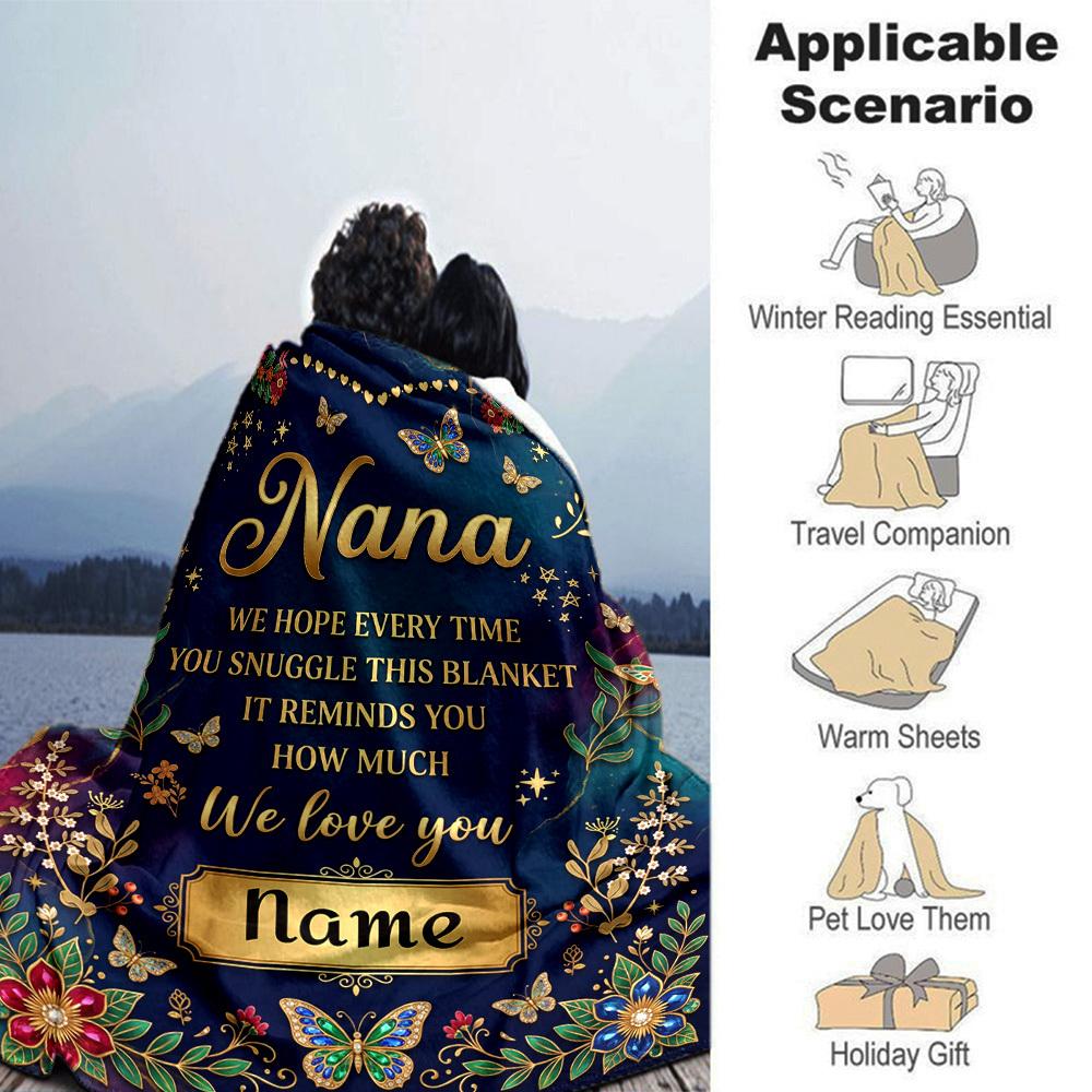 Nana'S Love Blanket Blanket Personalized Name Soft Warm And Versatile For Sofa Bed Office And Travel Machine Washable Comfortable In All Seasons Best