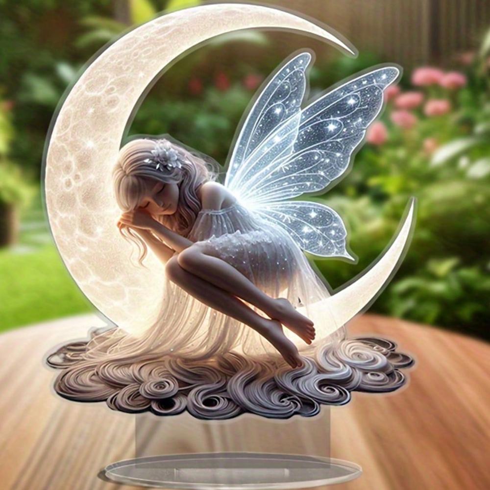 Очаровательная фея, 2D плоский акрил, настольное украшение, орнаменты, подходит для гостиной, офиса, подарки, Рождество, Хэллоуин