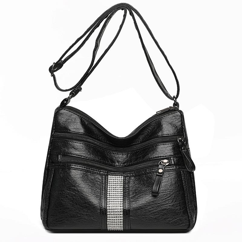 Сумка через плечо из мягкой кожи, сумка на плечо в стиле ретро, простая модная сумка большой вместимости с несколькими карманами для женщин