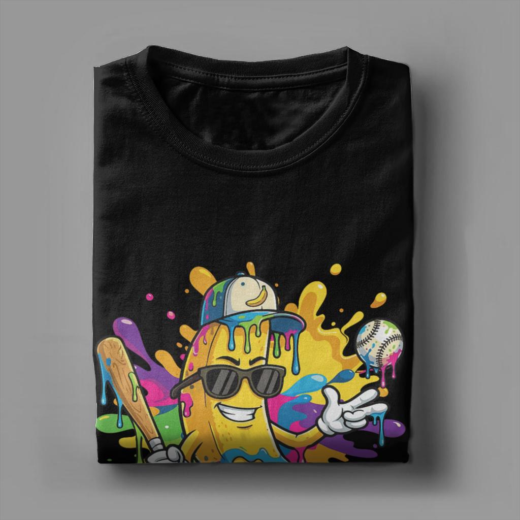 Vintage Banana Funny Baseball TShirt Unisex Crewneck Pure Cotton T Shirts Short Sleeve Tees Printed Tops