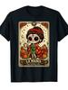 Men' La Mama  They Call Me La Jefa  Sugar Skull T-Shirt - Day of the Dead, gsm Short Sleeve Round Ne