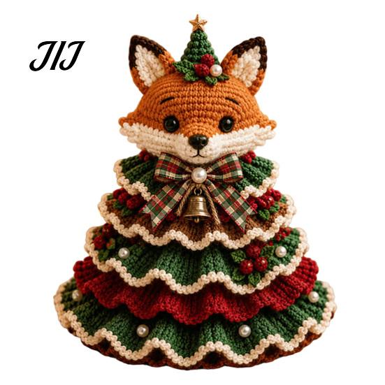 Handmade Birthday Gift Ideas Animal Xmas Tree Crochet Kit, Christmas DIY Cute Ornaments Highland Cow Forest Craft Kit for Beginners, Holiday