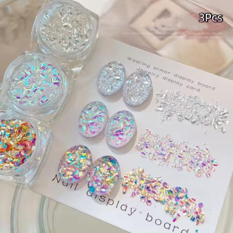 1/3 Jar Sparkly Holographic Iridescent Nail Art Glitter Sequins Irregular Sequins Shiny Manicure Nail Art Salon Nail Tool