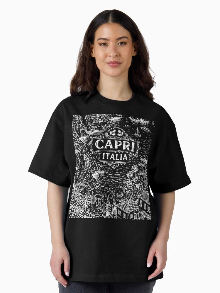 Peppino di Capri Capri Italy Vintage Travel White Line Art - Retro Amalfi Coast Oversized T-Shirt