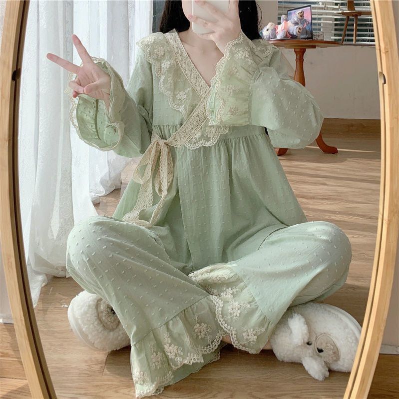 Pure Cotton Pajamas for Women, Lace Kawaii Clothes, Long-sleeved Trousers, Pajamas Set, Home Wear, Pajamas for For Women