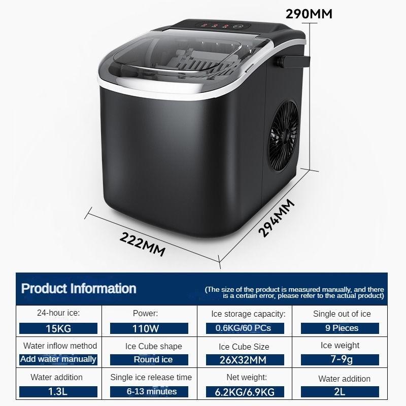 105W Fully Automatic Ice Cube Making Machine Small Milk Tea Shop Commercial Ice Maker Household Intelligence Ice Making Machine