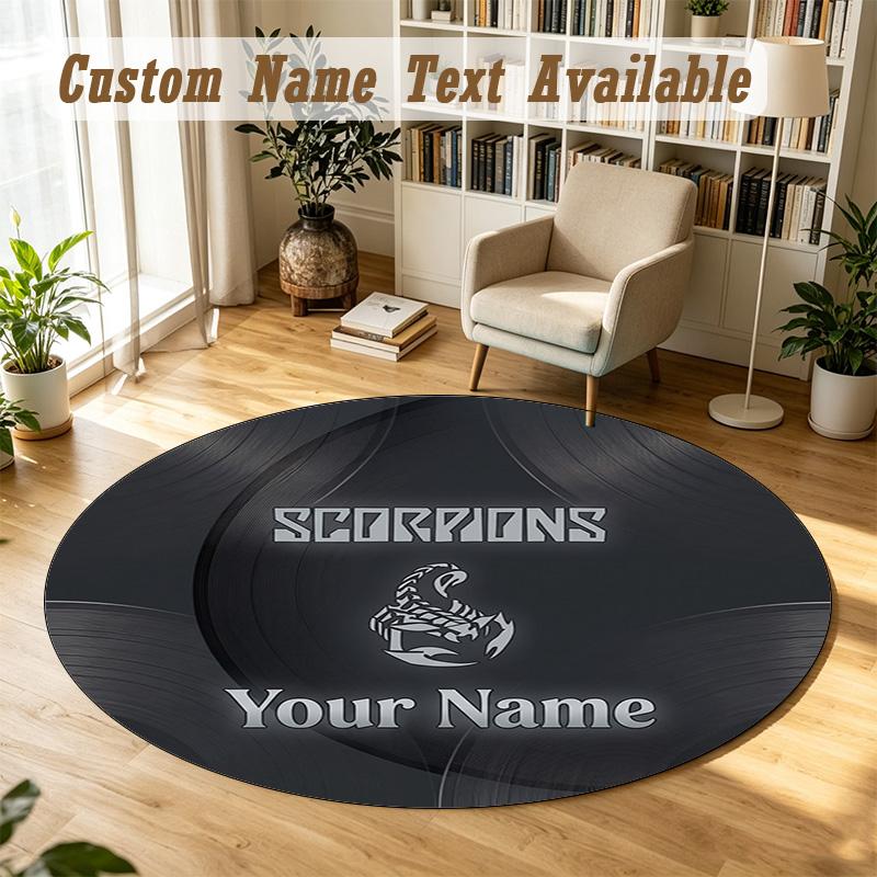 Round Rug Custom NameScorpions Pattern Non Slip Carpet Home Floor Decor