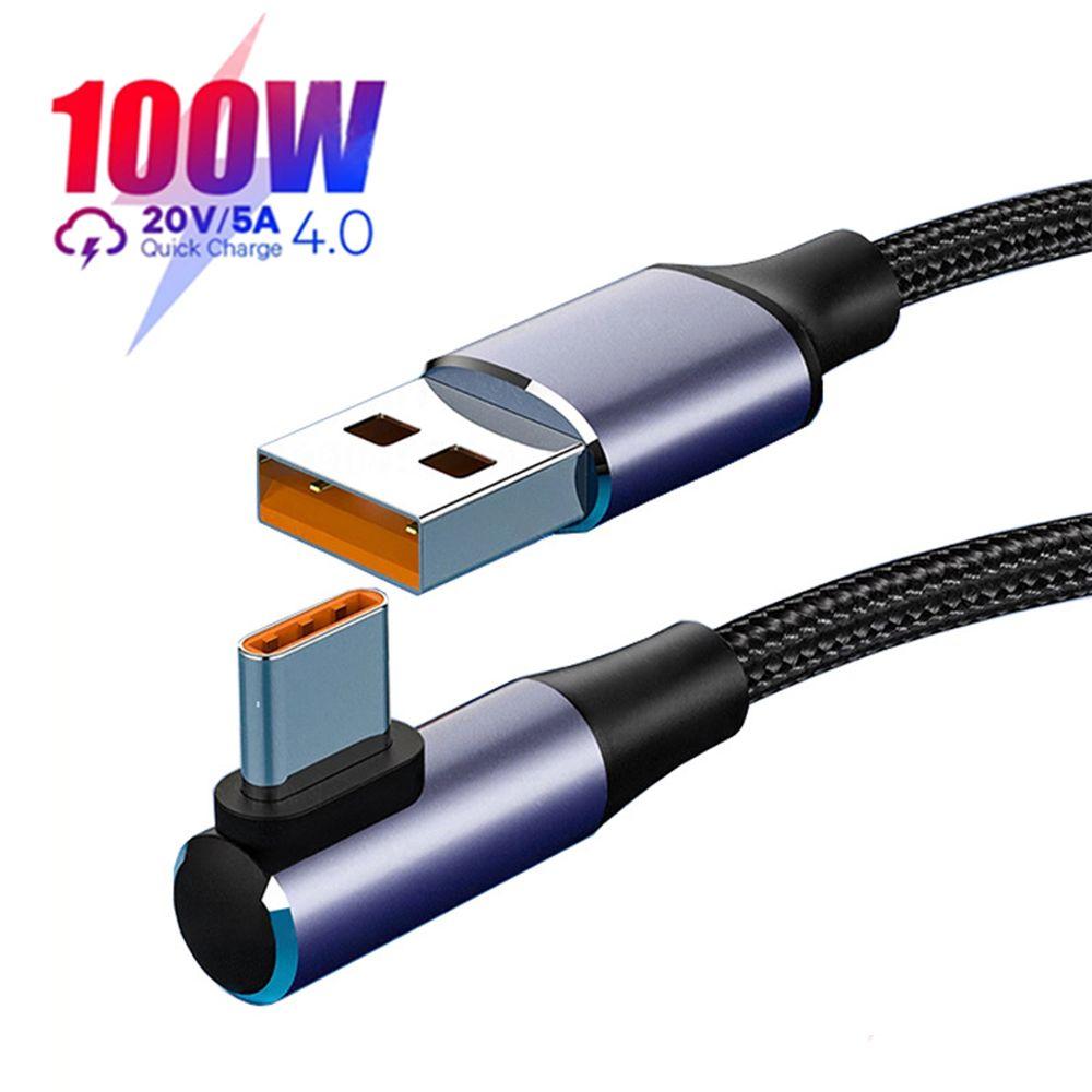 Laptop Quick Charge 4.0 5A Right Angle PD 100W Fast Charging USB A To USB Type C Cable