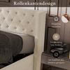 Composite Bed Upholstered with Curved Headboard, Double Row of Rivets, Velvet, Button-Tufted Headboard And Footboard, 160x200cm, Hydraulic Function