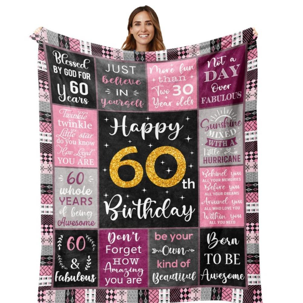 80th Birthday Gift Blanket Print Soft and Comfortable Flannel Blanket for Sofa Bed Living Room