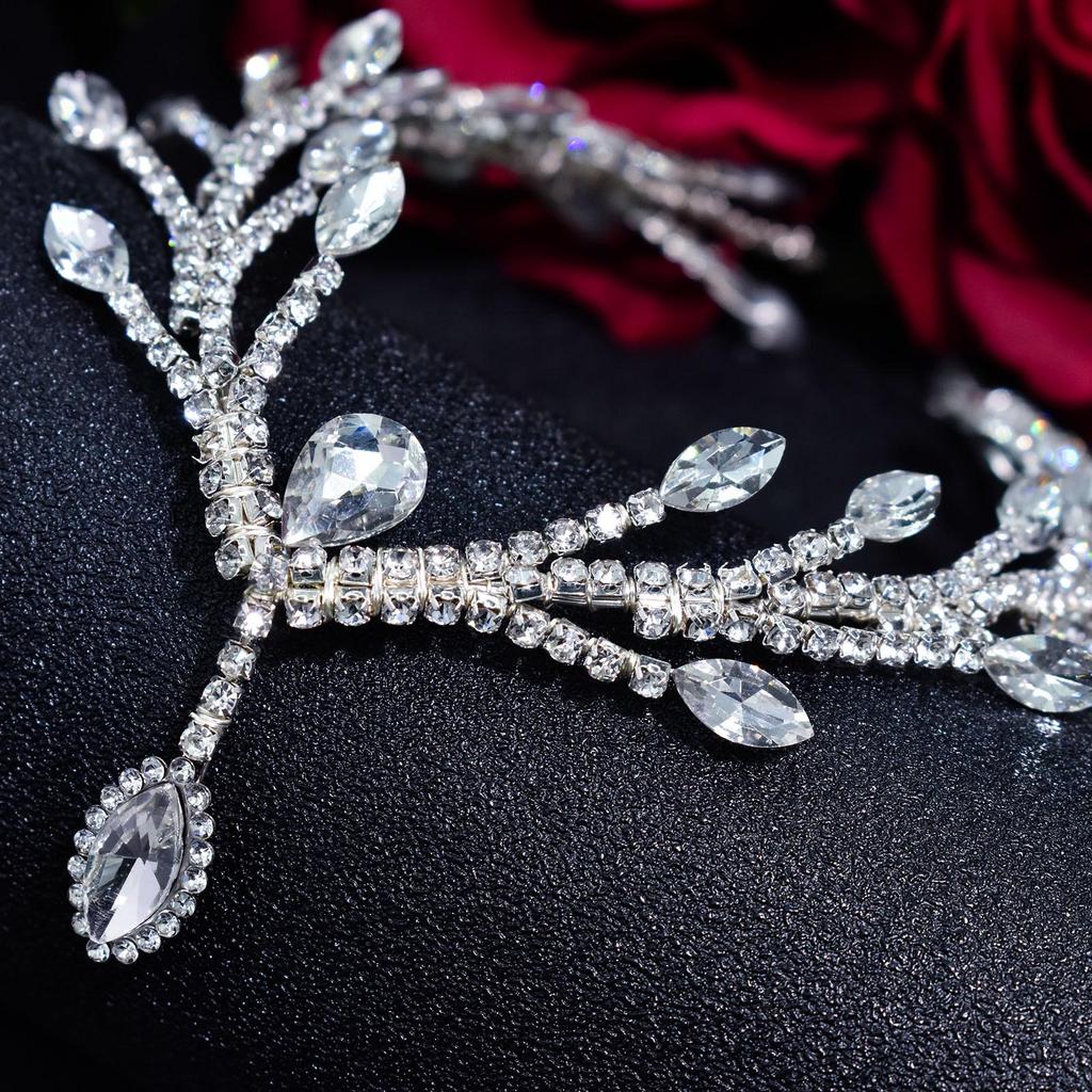 Handmade Rhinestone Bridal Headpiece: Wedding Hair Accessory & Forehead Chain