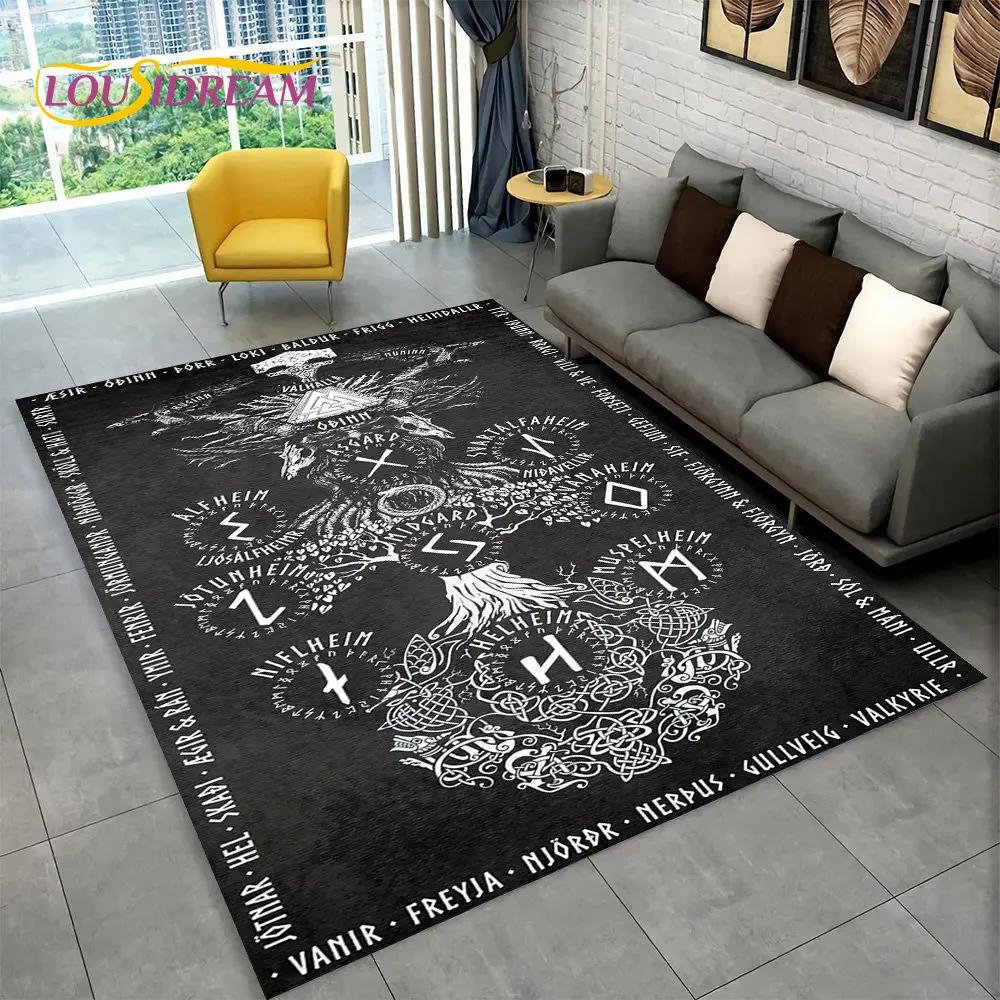 Ковер-циновка Викинг Скандинавская мифология Бог Локи Руна,Ковер для гостиной спальни дивана придверный коврик кухонный декор,Нескользящий коврик для пола