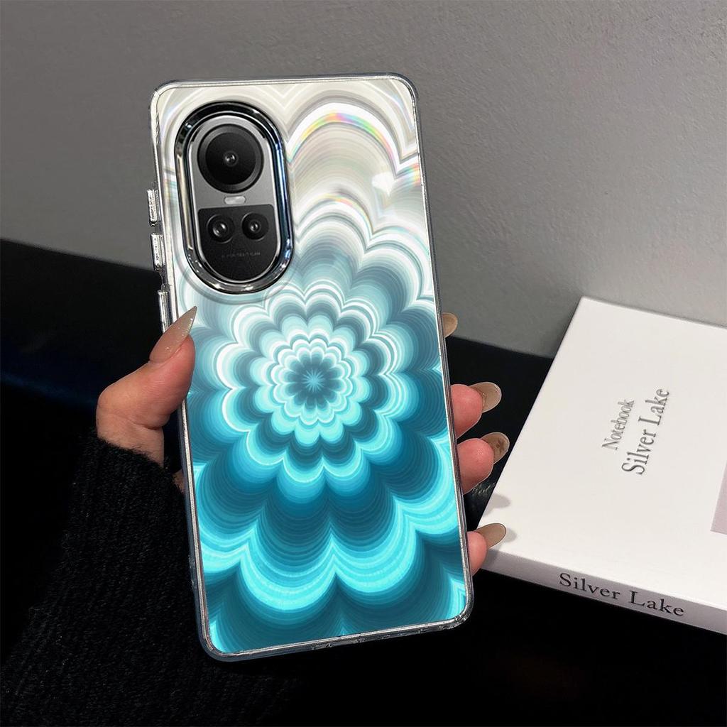 Чехол для OPPO Reno10pro 5G, Reno10 5G, Радужный градиентный цветочный прозрачный чехол, Ударопрочная защита объектива камеры