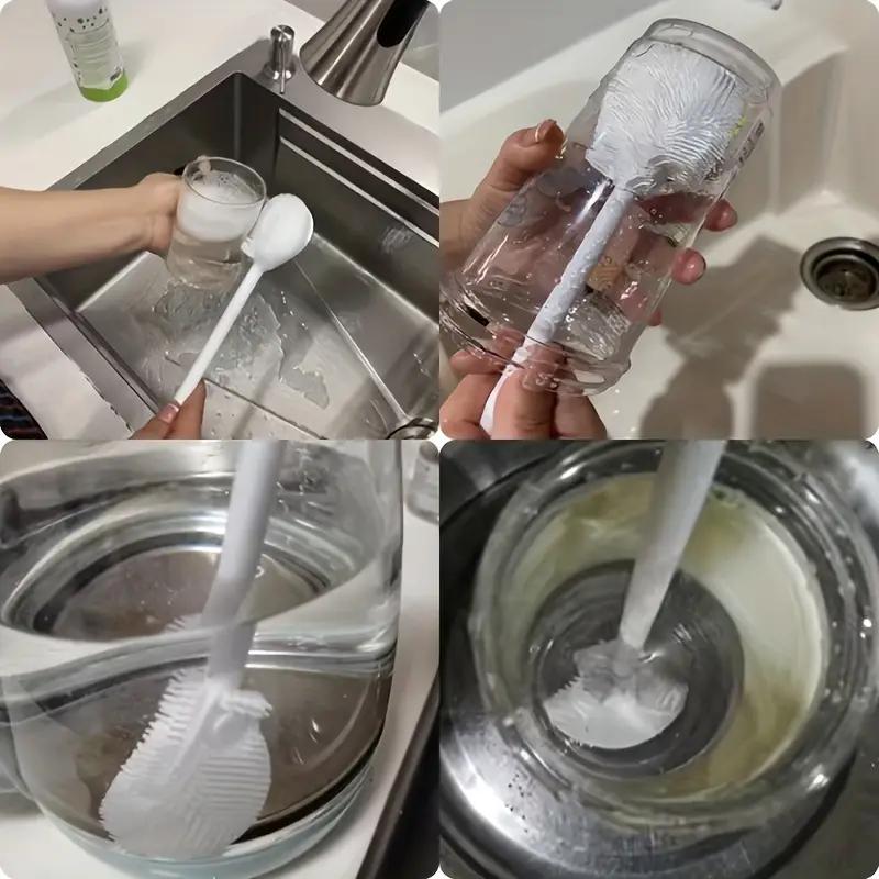 1/3PCS New Silicone Milk Bottle Brush Cup Scrubber Glass Cleaner Kitchen Cleaning Tool Long Handle Drink Bottle Glass Cup Cleaning Brush