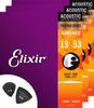 Струны для акустической гитары Elixir Phosphor Bronze, 3 комплекта, струны HD Light Nanoweb, медиаторы Musent, 2 шт., пробный набор 013-053 + 16182-3P
