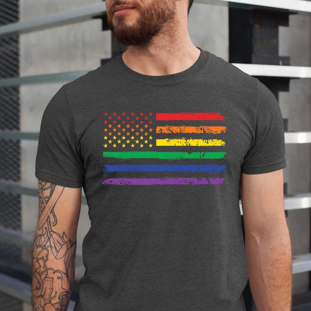 LGBTQ Pride Month American Flag T-Shirt, Gay Pride Shirt, Lesbian Gay Shirt