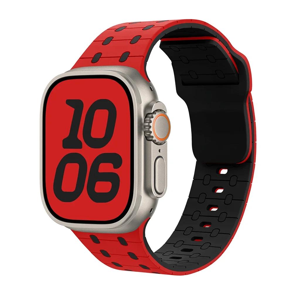 Магнитный силиконовый браслет для Apple Watch ultra 2 ремешок 49 мм 45 мм 44 мм 40 мм 42 мм 46 мм 41 мм 38 мм IWatch Series 10 SE 9 8 7
