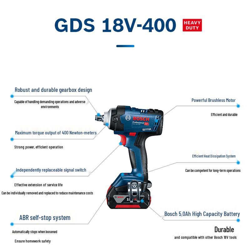 Bosch GDS 18V-400 18V Brushless Impact Wrench CN plug (adapter included)
